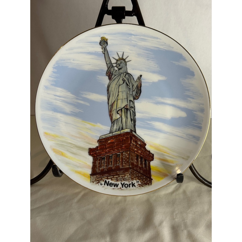 VTG Reutter Porzellan Statue of Liberty Plate W Germany NYC‎ Souvenir Decor
